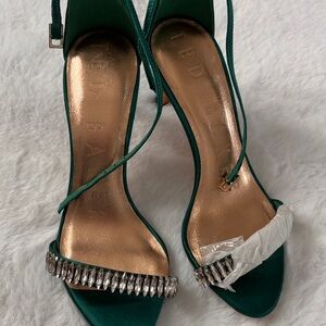 Ted Baker Emerald Green Heels with Crystal Accents